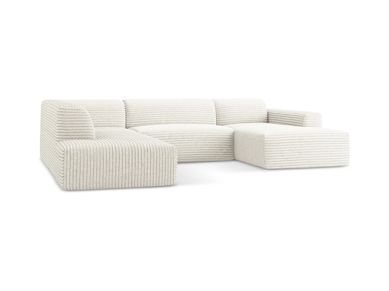 Panoramische hoekbank links van lichtbeige ribfluweel - KELI