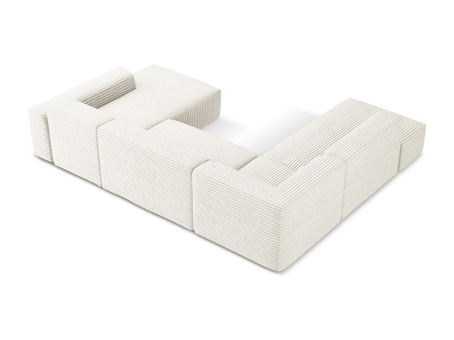 Canapé panoramique 5 places gauche en velours côtelé - beige clair - KELI