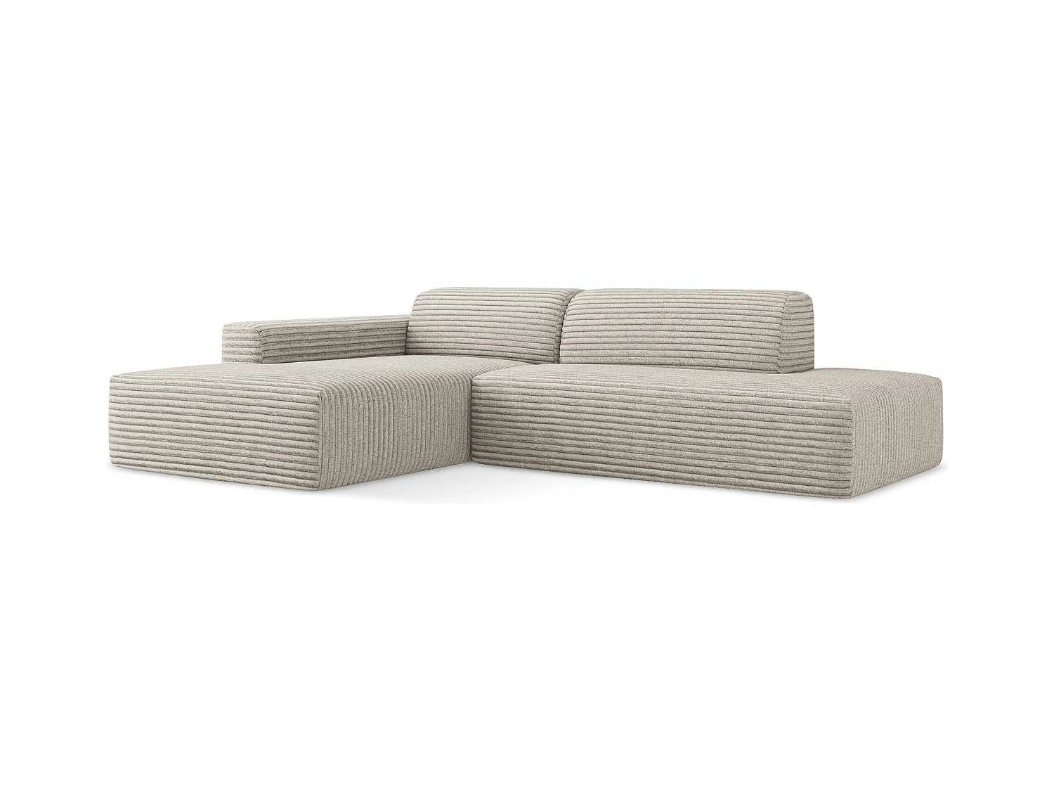 3-Sitzer Modulares Ecksofa - Ecke Rechts - Cord - Dunkelbeige - KELI