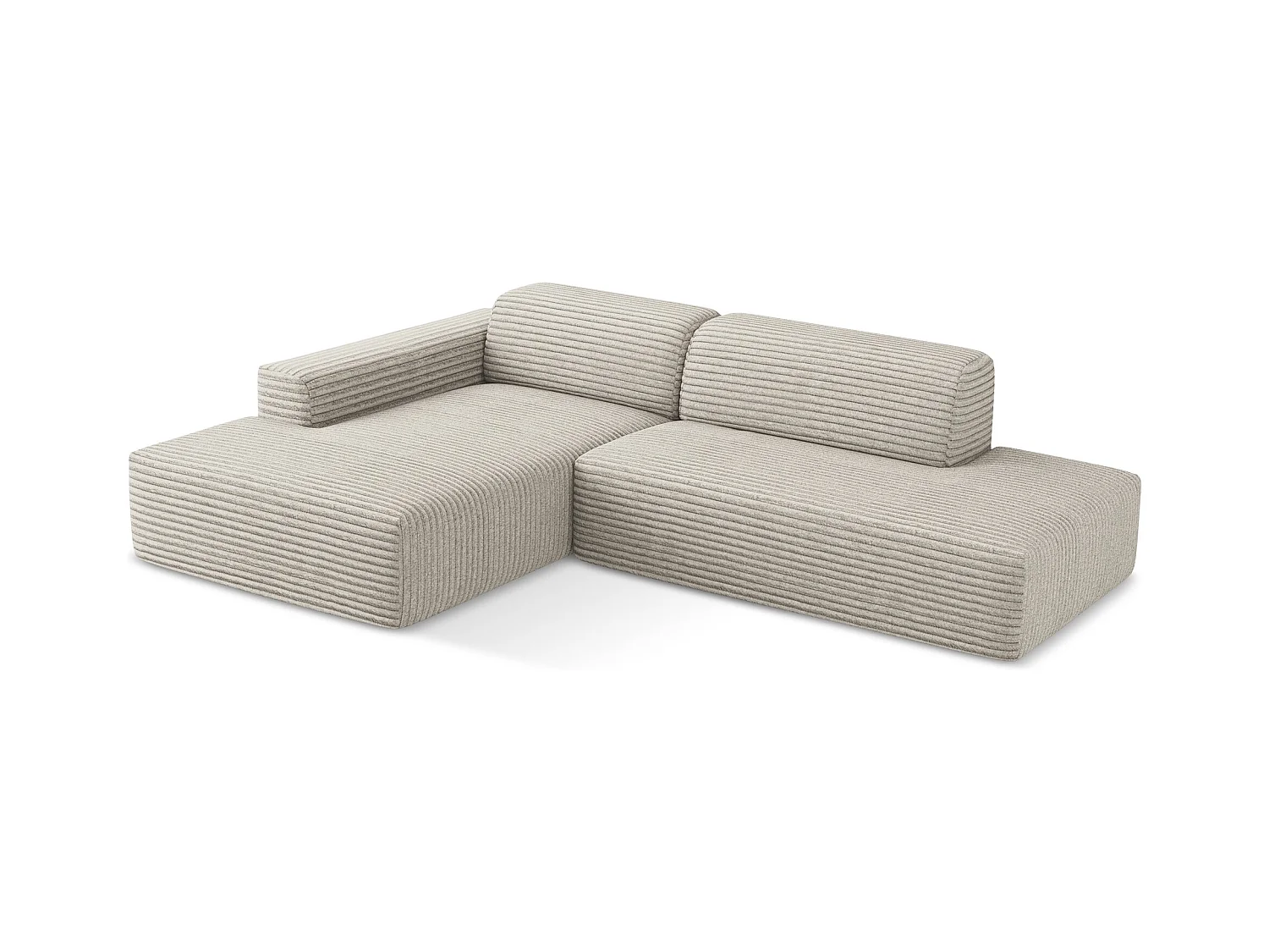 3-Sitzer Modulares Ecksofa - Ecke Rechts - Cord - Dunkelbeige - KELI