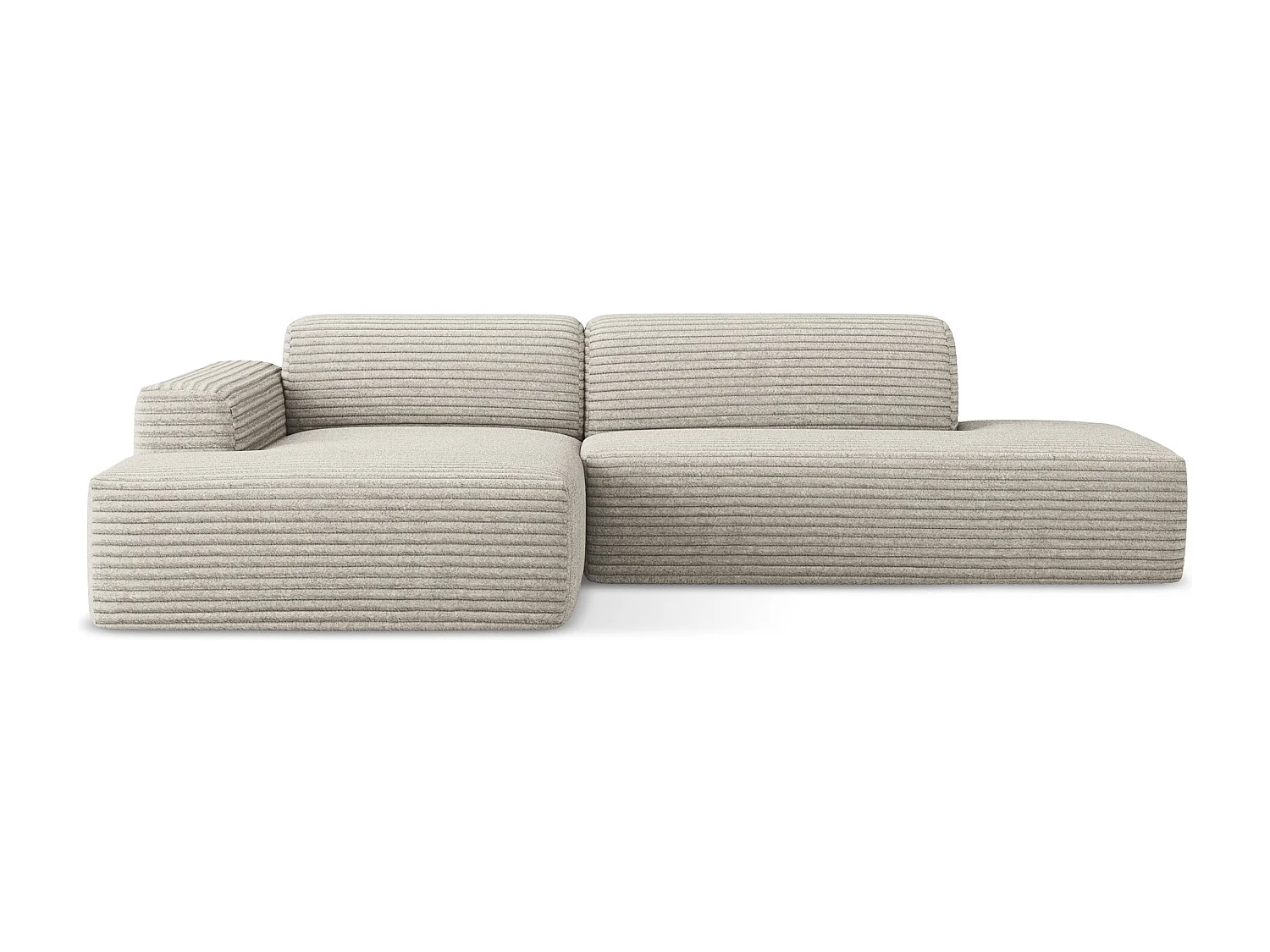 Modulaire hoekbank rechts van donkerbeige ribfluweel - KELI