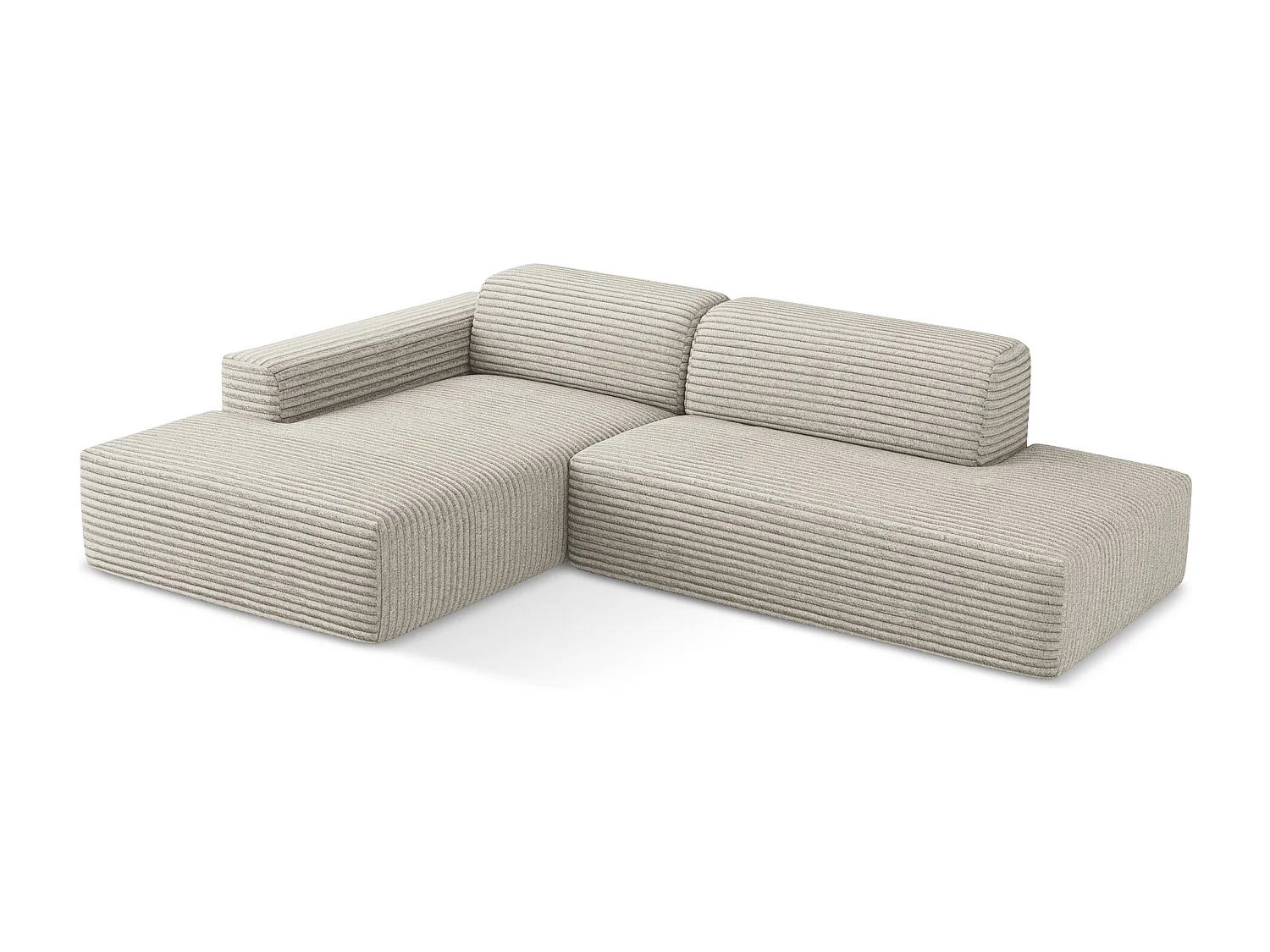 Modulaire hoekbank rechts van donkerbeige ribfluweel - KELI