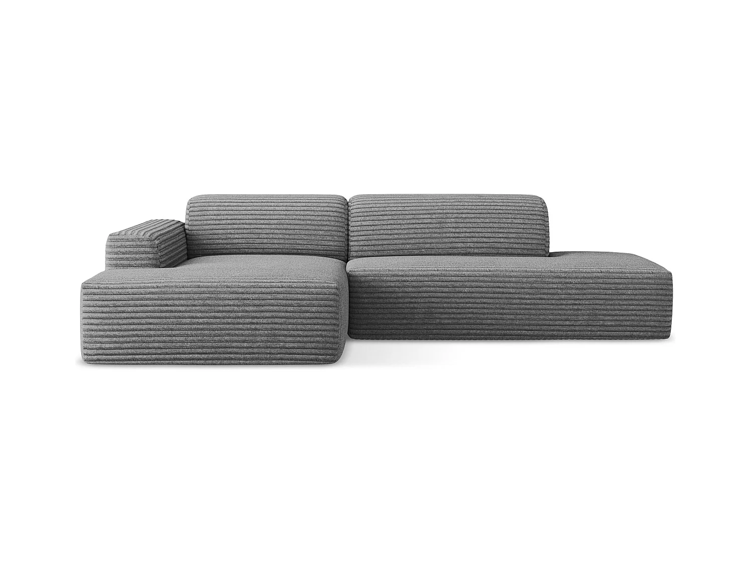 Modulaire hoekbank rechts van donkergrijs ribfluweel - KELI