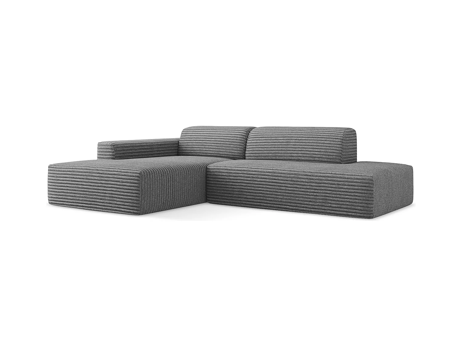 3-Sitzer Modulares Ecksofa - Ecke Rechts - Cord - Dunkelgrau - KELI