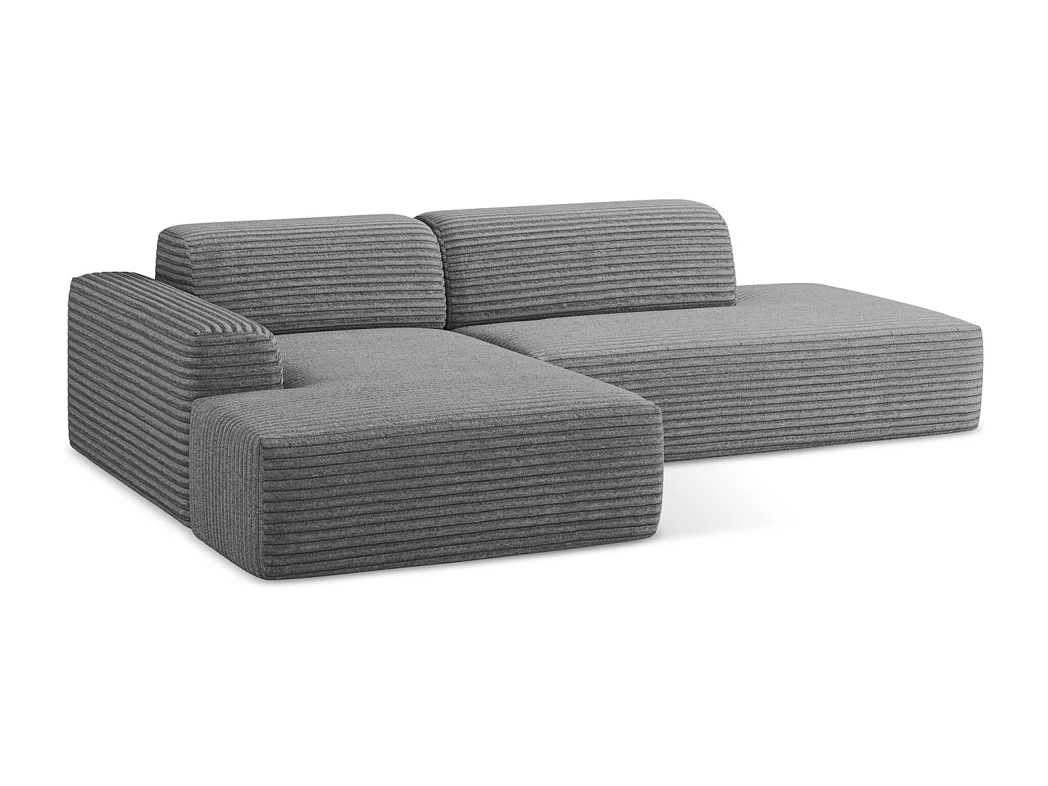 Modulaire hoekbank rechts van donkergrijs ribfluweel - KELI