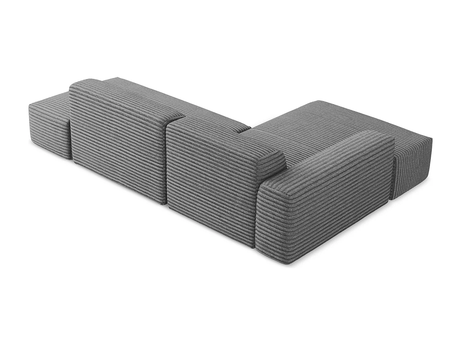 Modulaire hoekbank rechts van donkergrijs ribfluweel - KELI