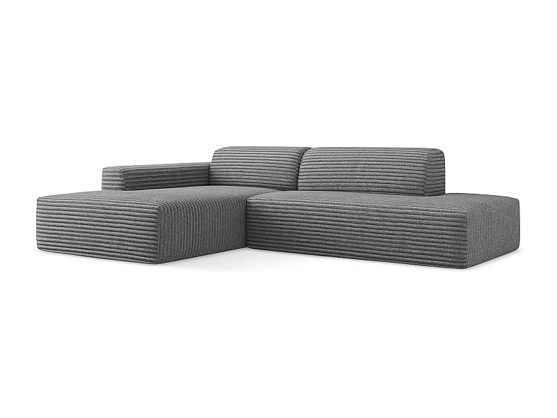 3-Sitzer Modulares Ecksofa - Ecke Rechts - Cord - Dunkelgrau - KELI