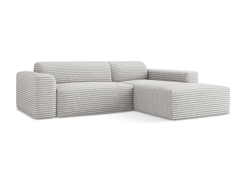 3-Sitzer Modulares Ecksofa - Ecke Rechts - Cord - Hellgrau - KELI