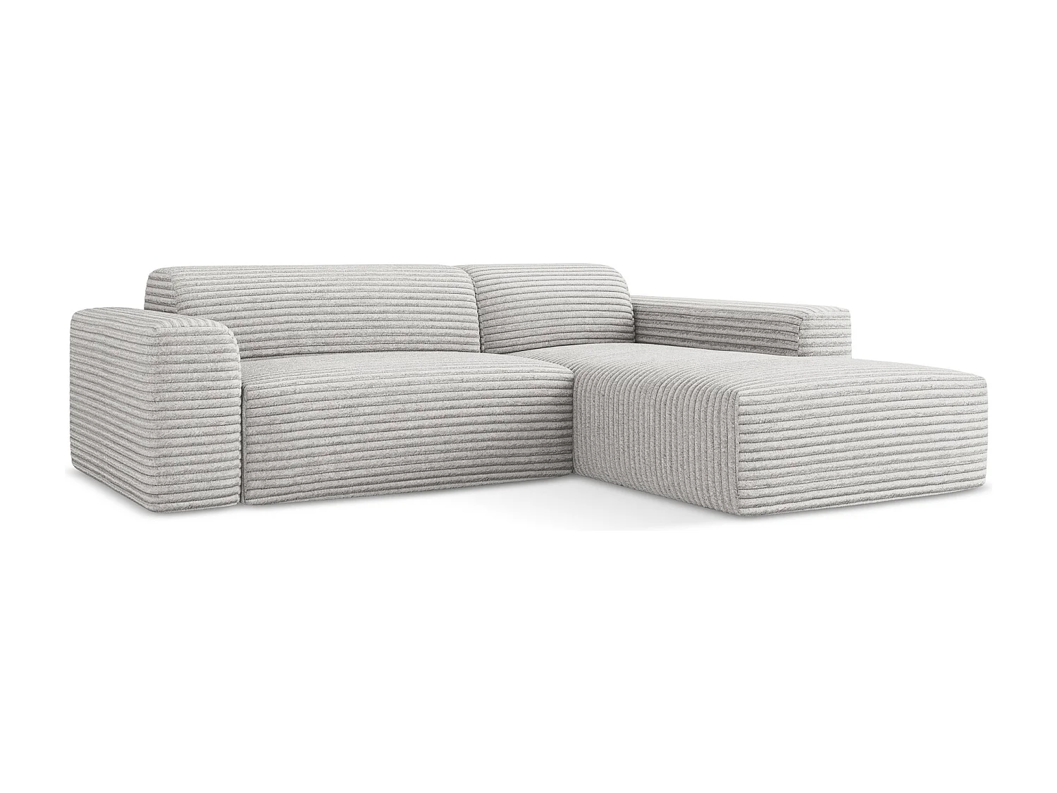 3-Sitzer Modulares Ecksofa - Ecke Rechts - Cord - Hellgrau - KELI