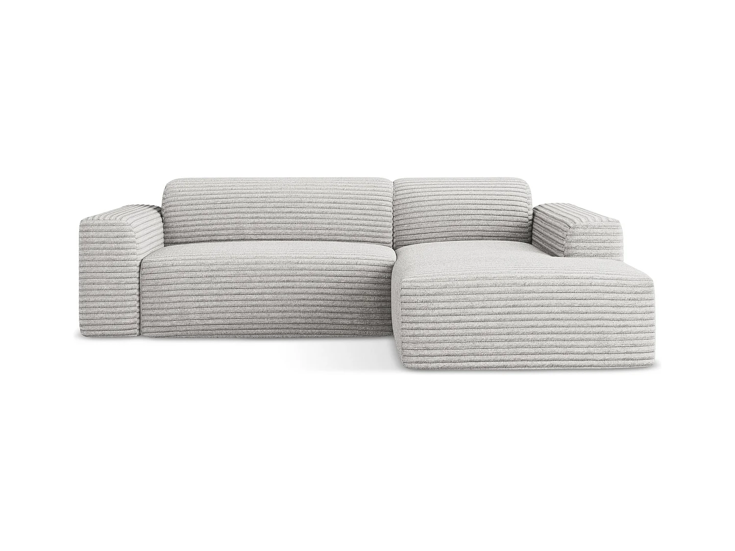 3-Sitzer Modulares Ecksofa - Ecke Rechts - Cord - Hellgrau - KELI