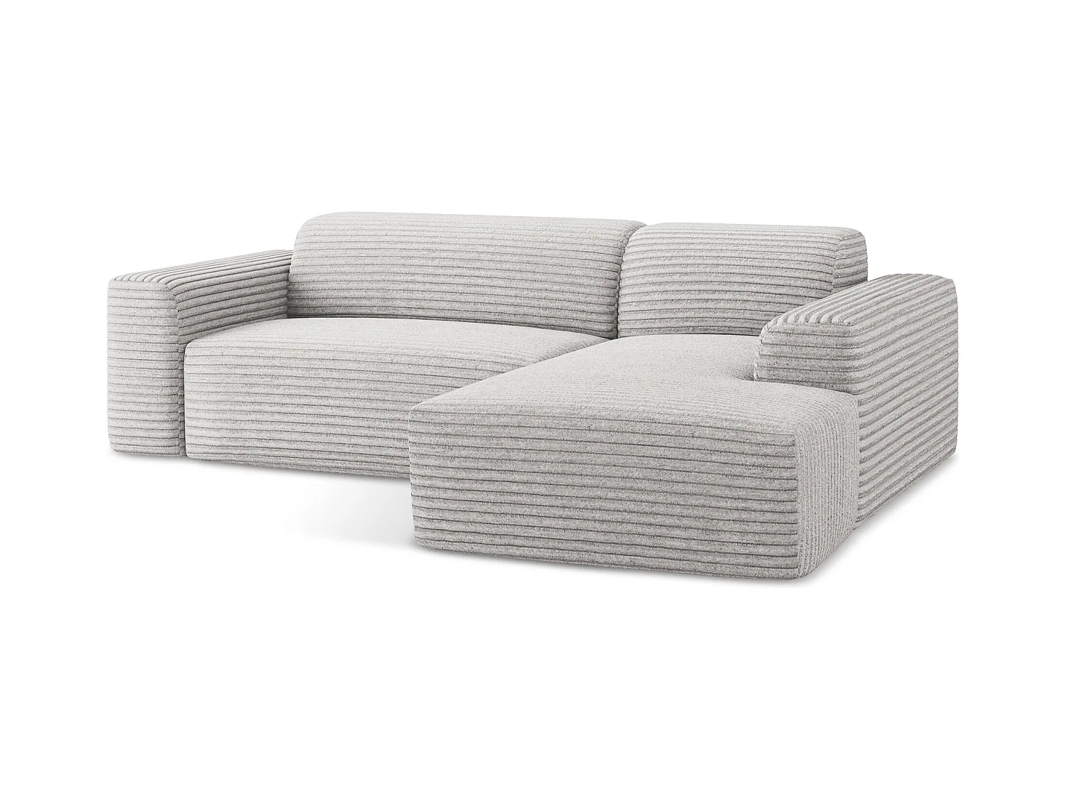 3-Sitzer Modulares Ecksofa - Ecke Rechts - Cord - Hellgrau - KELI