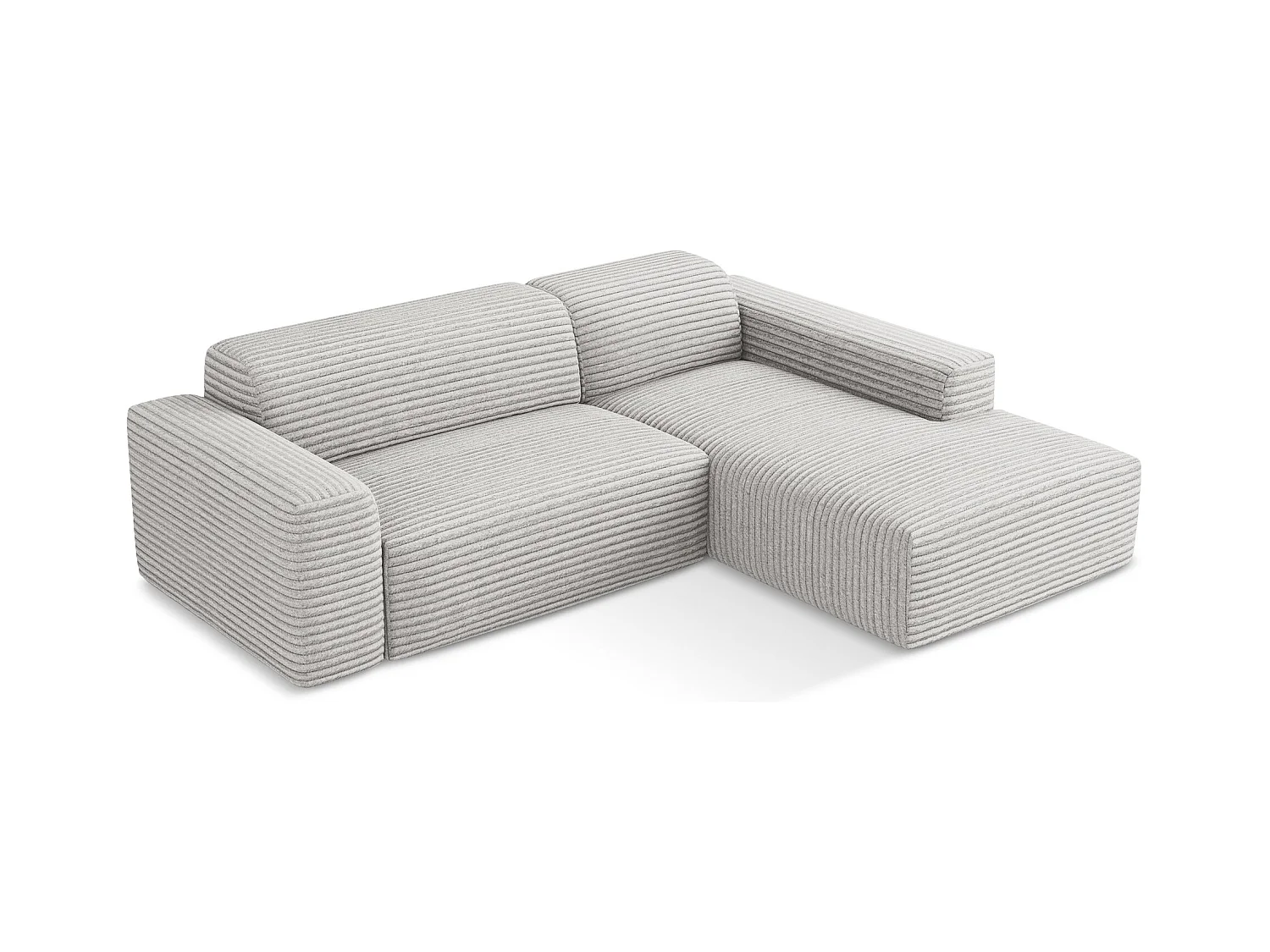 3-Sitzer Modulares Ecksofa - Ecke Rechts - Cord - Hellgrau - KELI