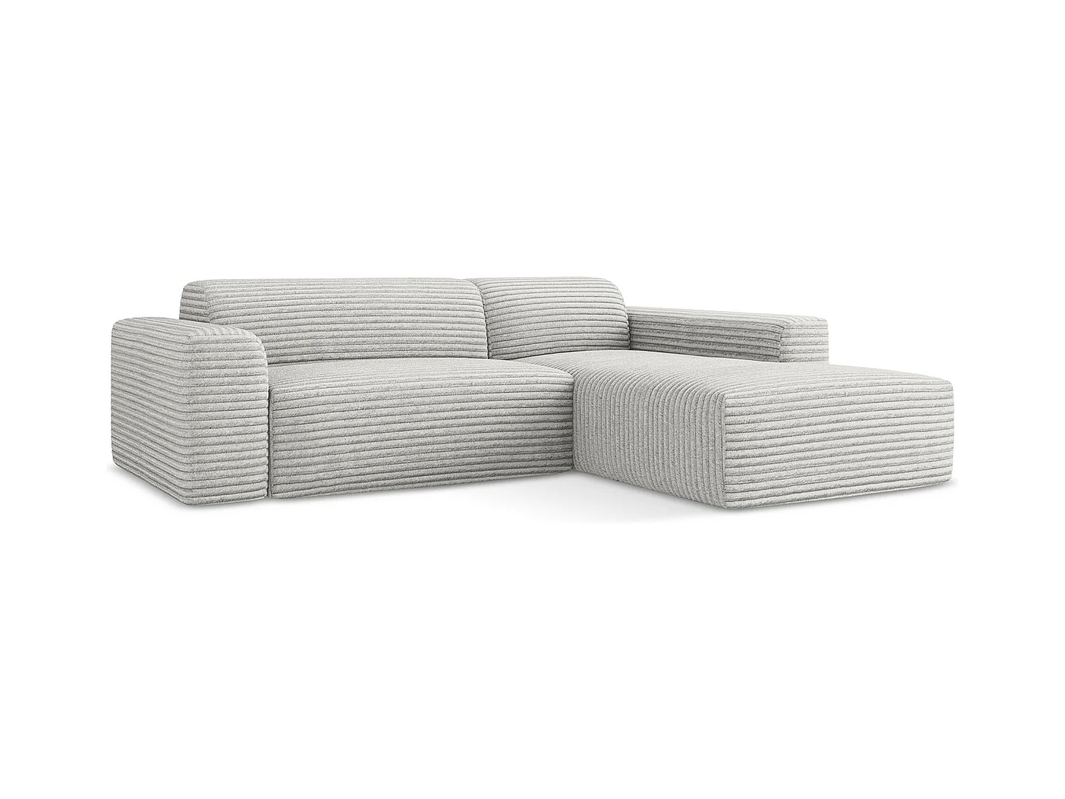 3-Sitzer Modulares Ecksofa - Ecke Rechts - Cord - Hellgrau - KELI