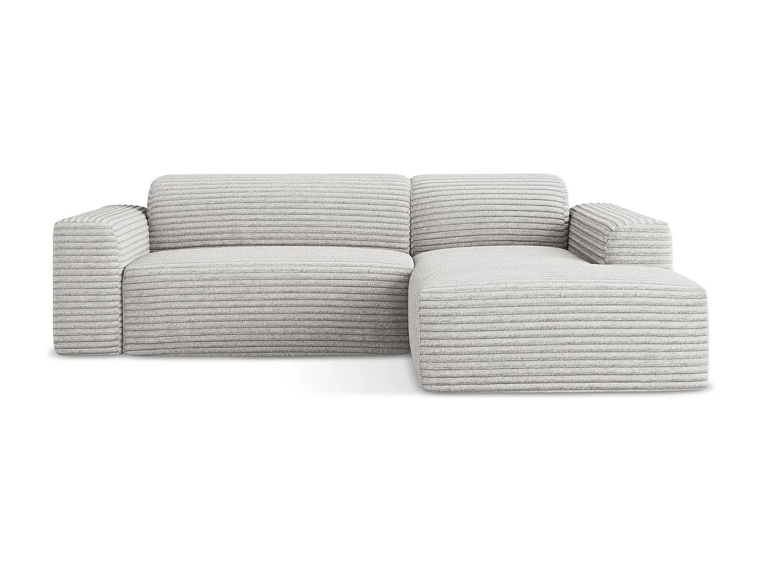 3-Sitzer Modulares Ecksofa - Ecke Rechts - Cord - Hellgrau - KELI