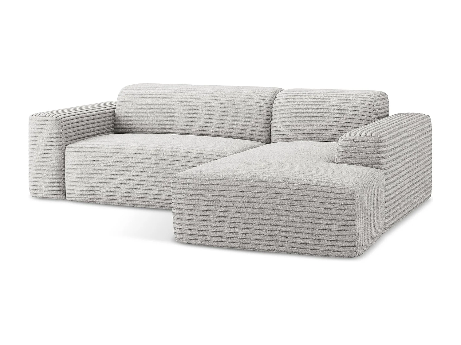 3-Sitzer Modulares Ecksofa - Ecke Rechts - Cord - Hellgrau - KELI