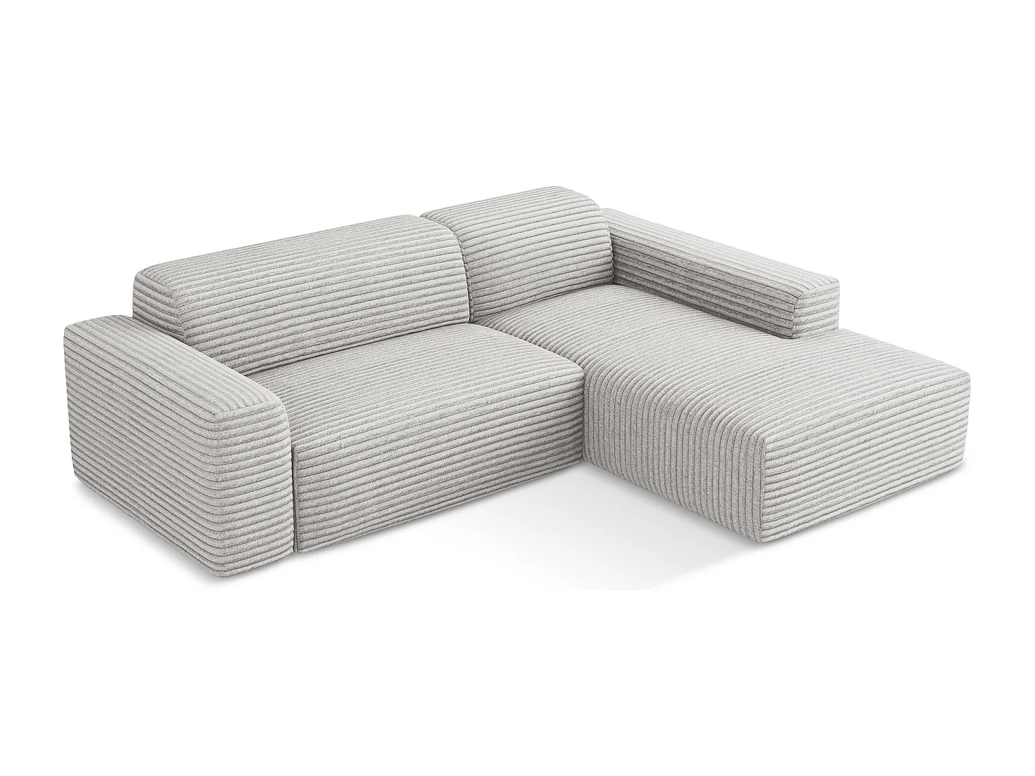 3-Sitzer Modulares Ecksofa - Ecke Rechts - Cord - Hellgrau - KELI