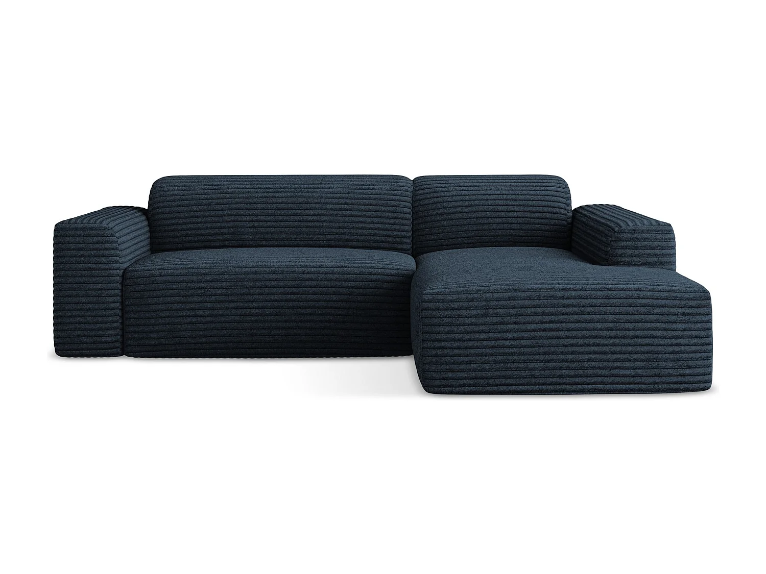 Modulaire hoekbank rechts van koningsblauw ribfluweel - KELI