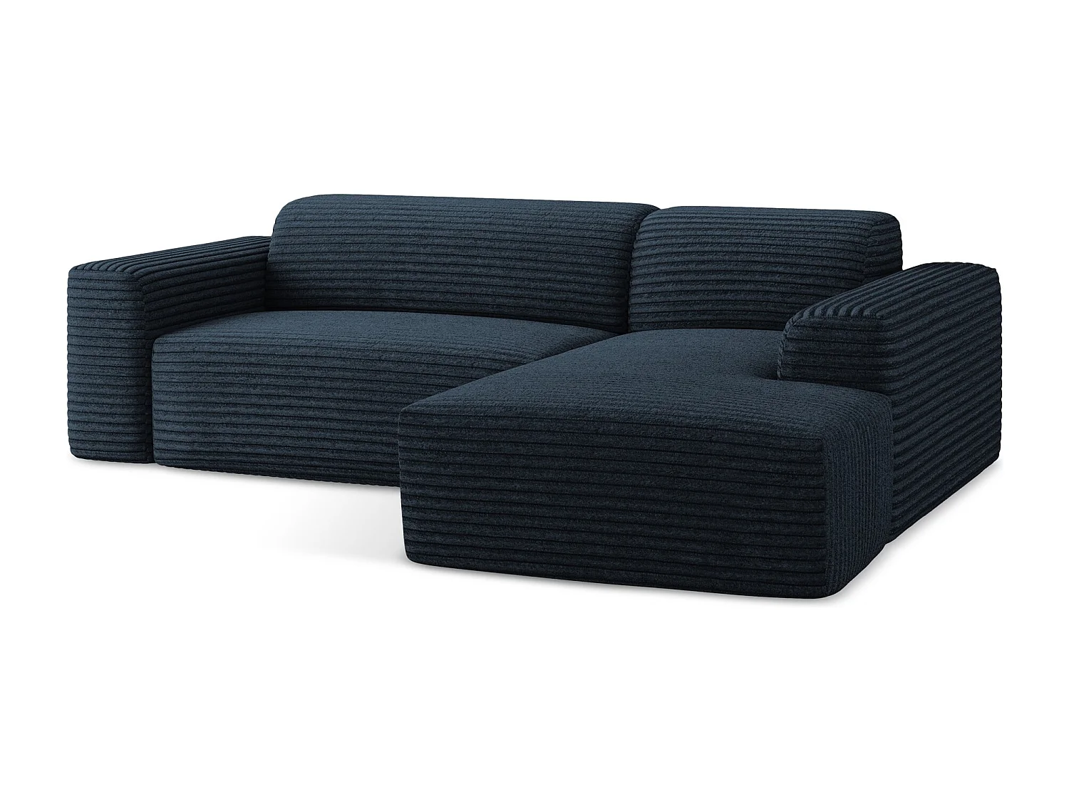 Modulaire hoekbank rechts van koningsblauw ribfluweel - KELI