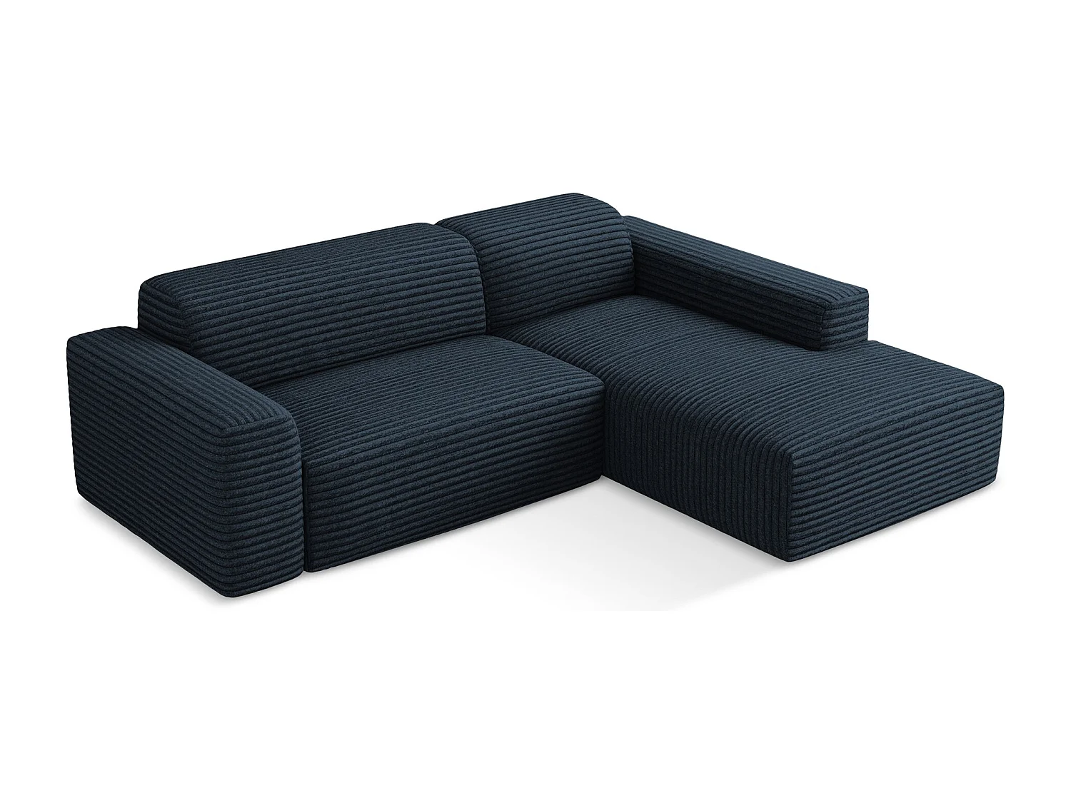 Modulaire hoekbank rechts van koningsblauw ribfluweel - KELI