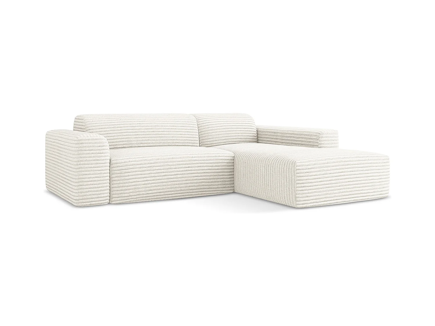 3-Sitzer Modulares Ecksofa - Ecke Rechts - Cord - Hell beige - KELI