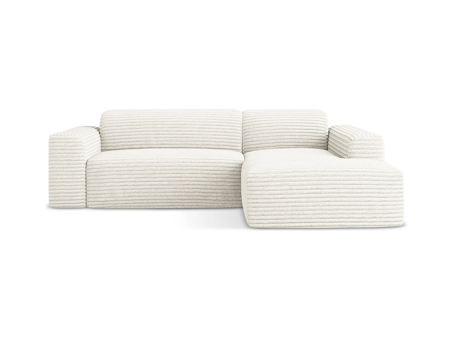 3-Sitzer Modulares Ecksofa - Ecke Rechts - Cord - Hell beige - KELI
