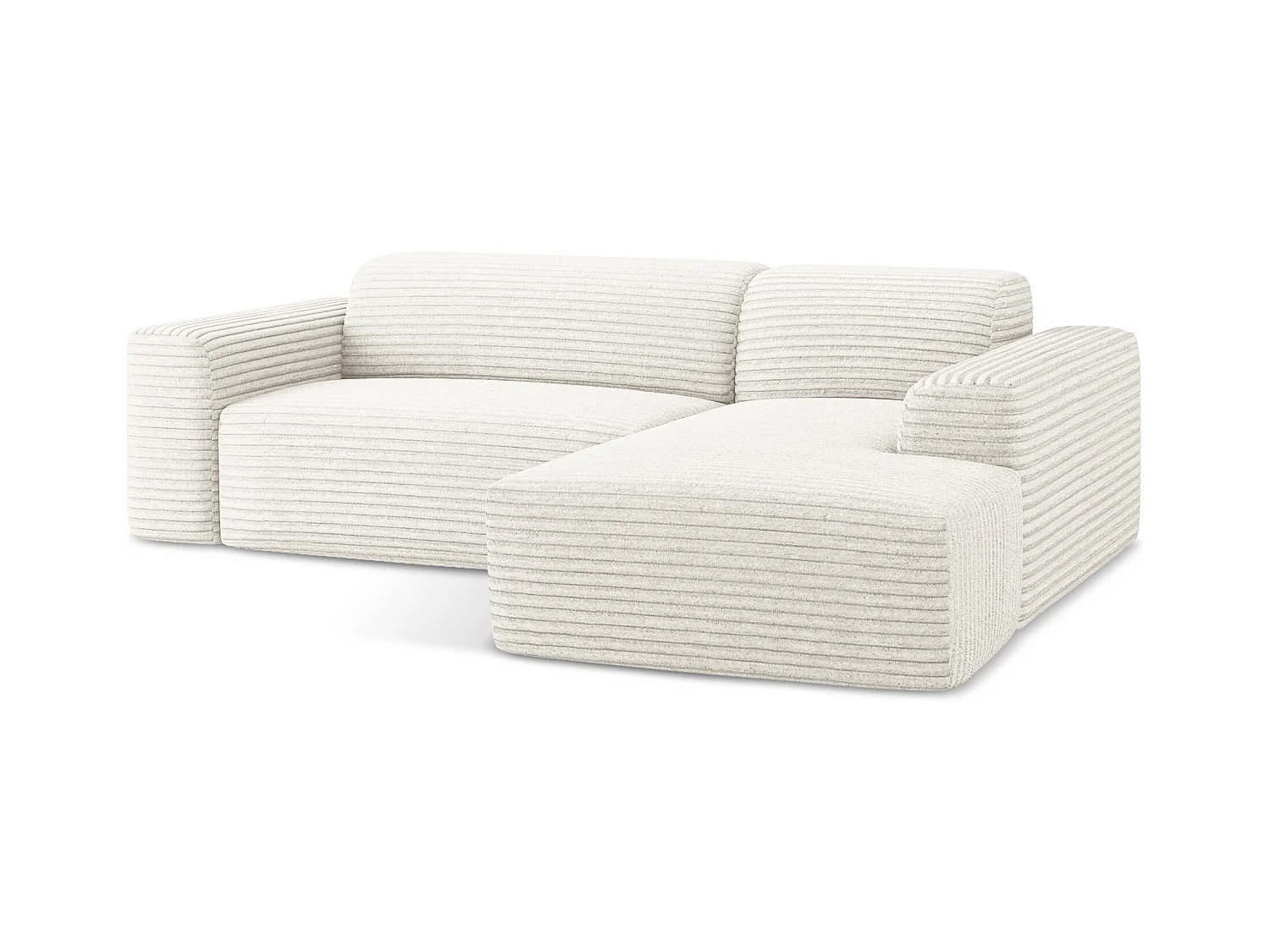 3-Sitzer Modulares Ecksofa - Ecke Rechts - Cord - Hell beige - KELI