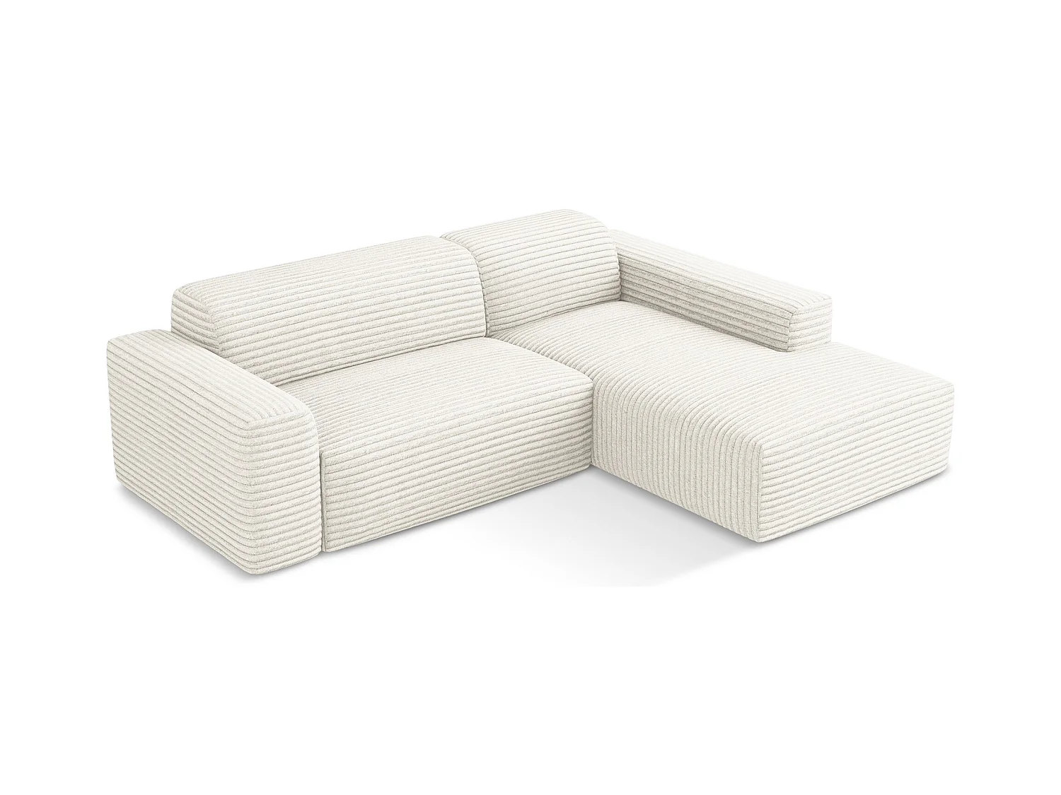 3-Sitzer Modulares Ecksofa - Ecke Rechts - Cord - Hell beige - KELI