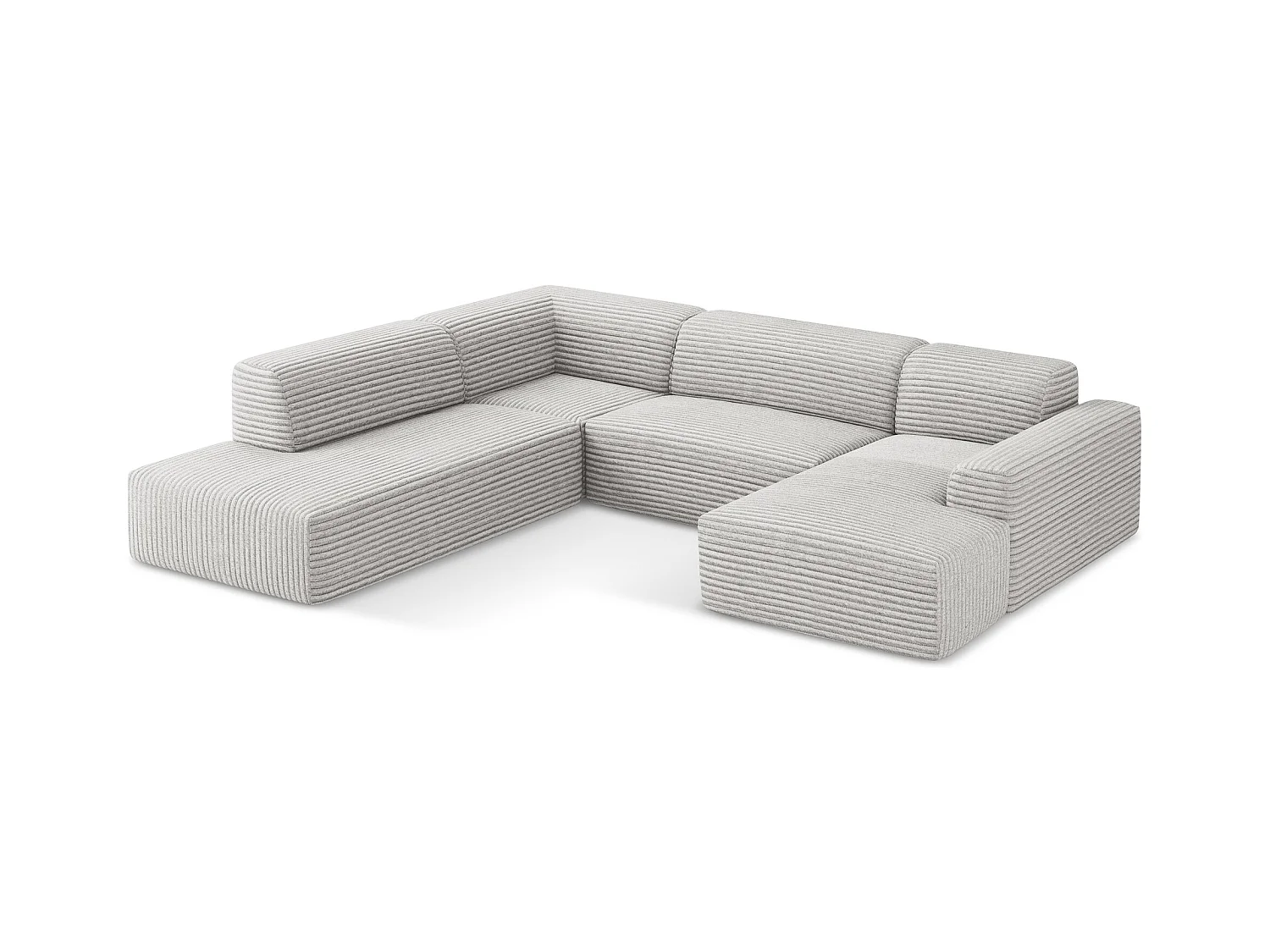 Große Wohnlandschaft Links - - Cord - Hellgrau - KELI