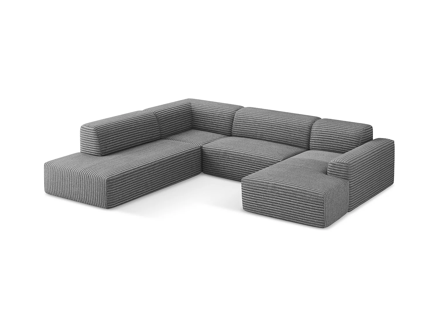 Große Wohnlandschaft Links - - Cord - Dunkelgrau - KELI