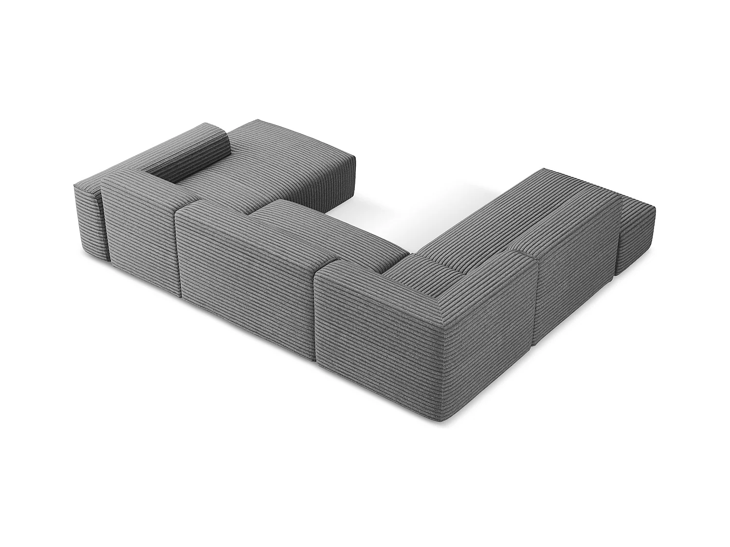 Große Wohnlandschaft Links - - Cord - Dunkelgrau - KELI