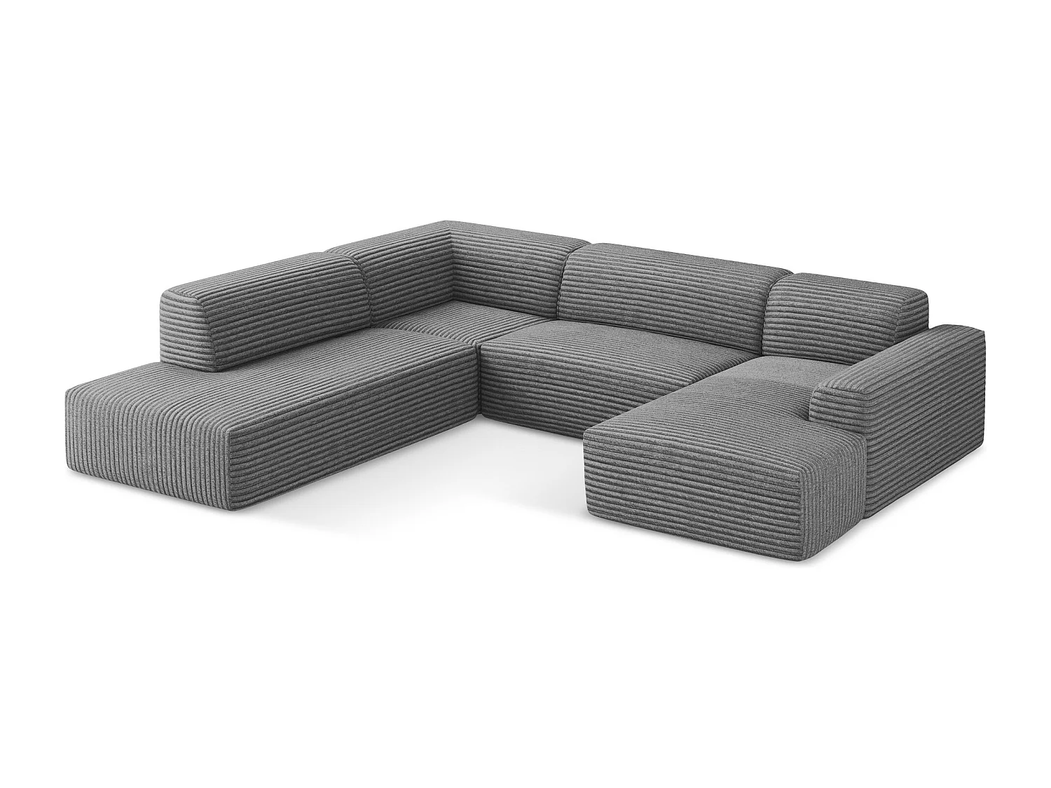 Große Wohnlandschaft Links - - Cord - Dunkelgrau - KELI