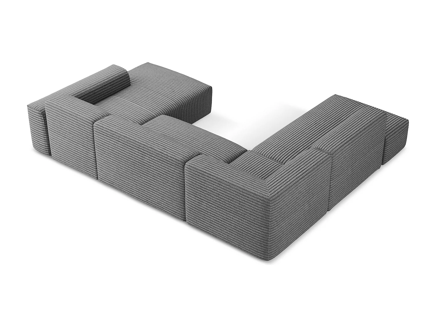 Große Wohnlandschaft Links - - Cord - Dunkelgrau - KELI