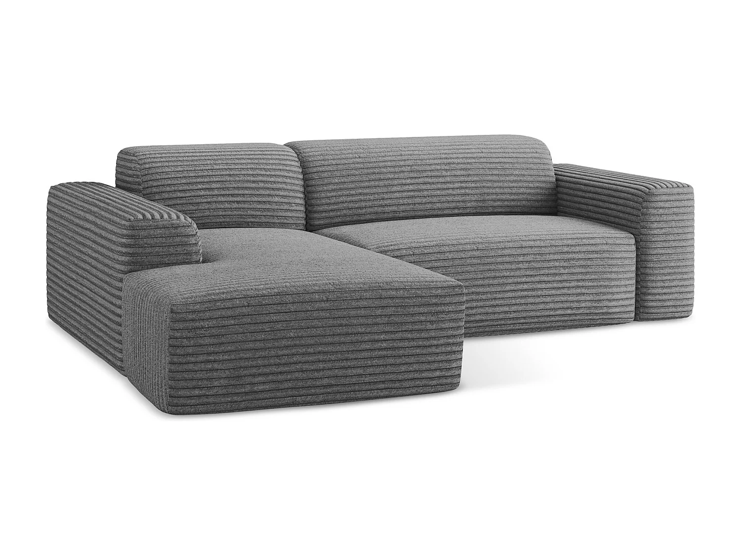 Modulaire hoekbank links van donkergrijs ribfluweel - KELI