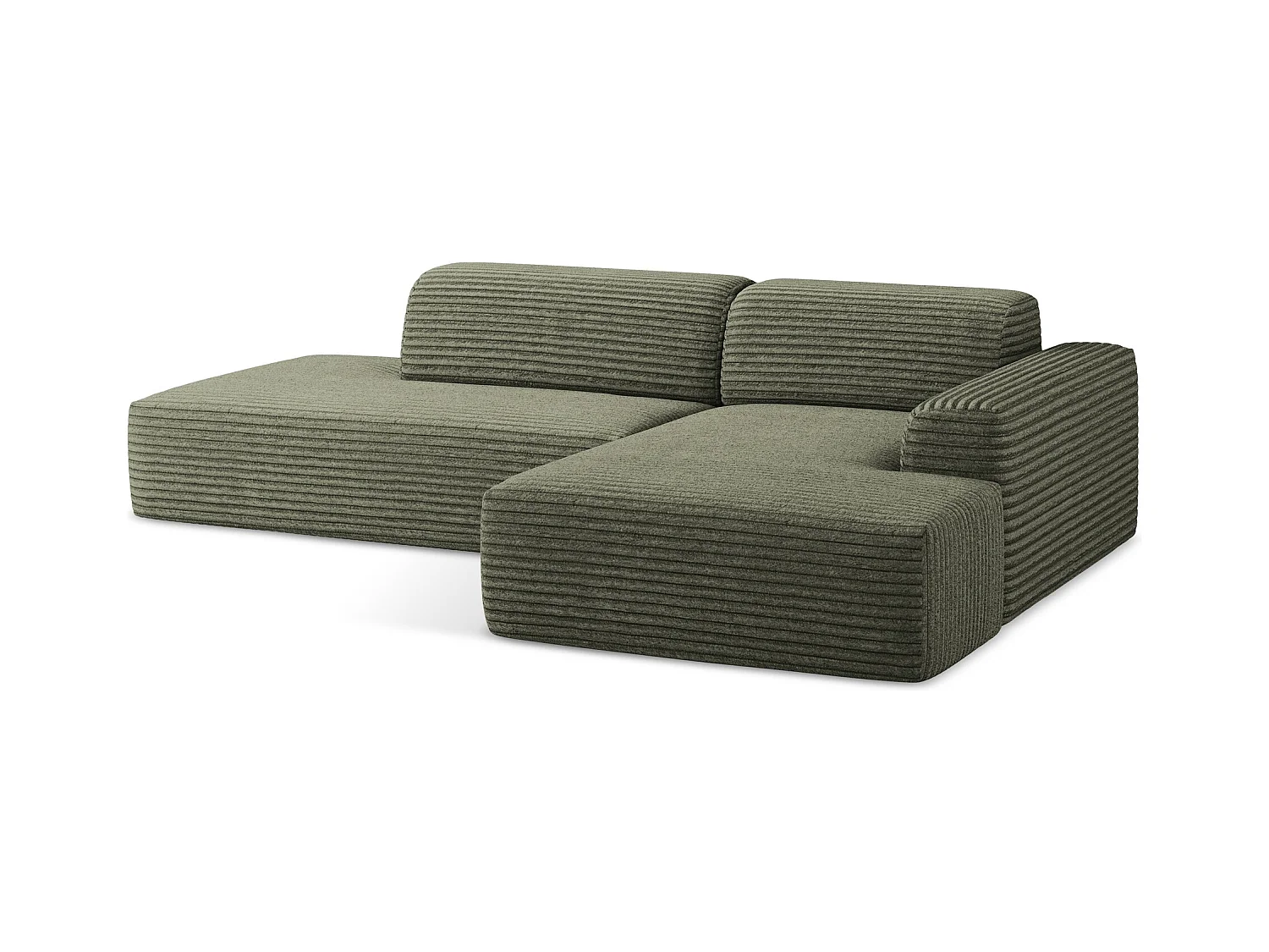 Modulaire hoekbank links van olijfgroen ribfluweel - KELI