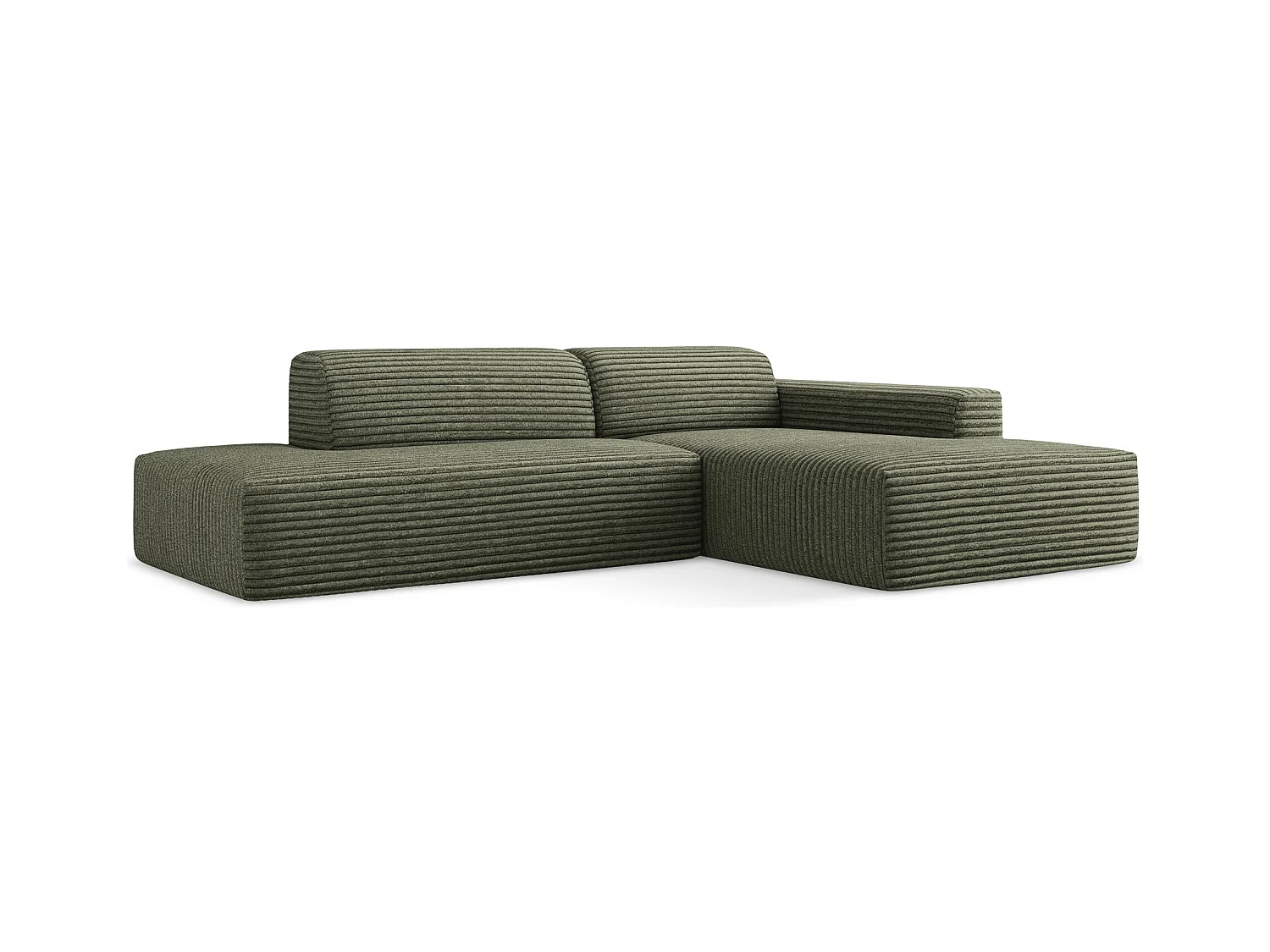 Canapé d'angle 3 places modulaire gauche en velours côtelé - olive - KELI