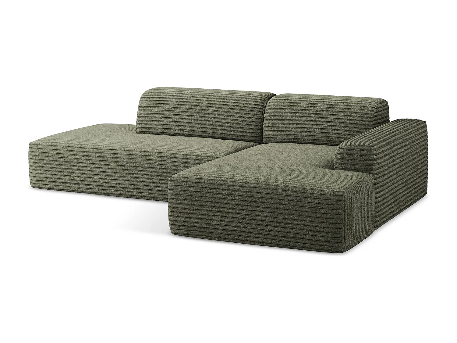 Modulaire hoekbank links van olijfgroen ribfluweel - KELI