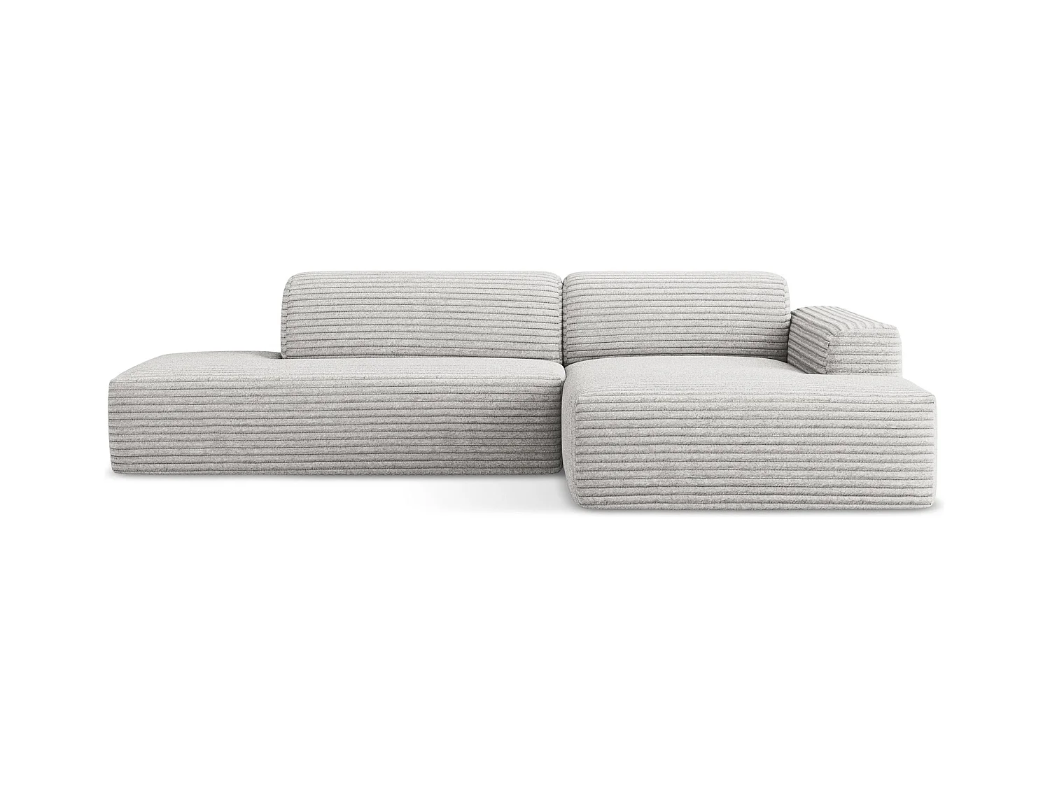 Modulaire hoekbank links van lichtgrijs ribfluweel - KELI