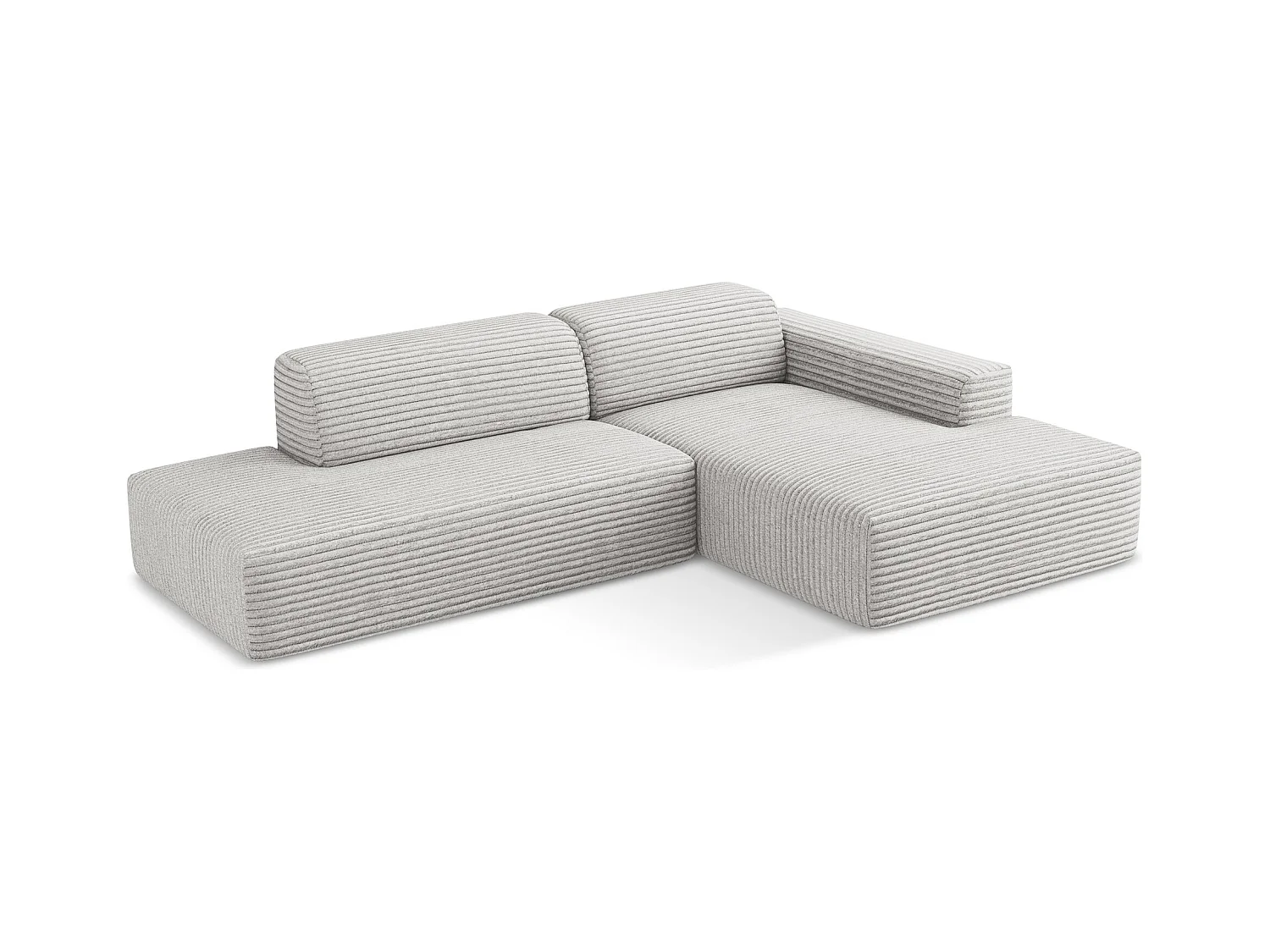 Modulaire hoekbank links van lichtgrijs ribfluweel - KELI