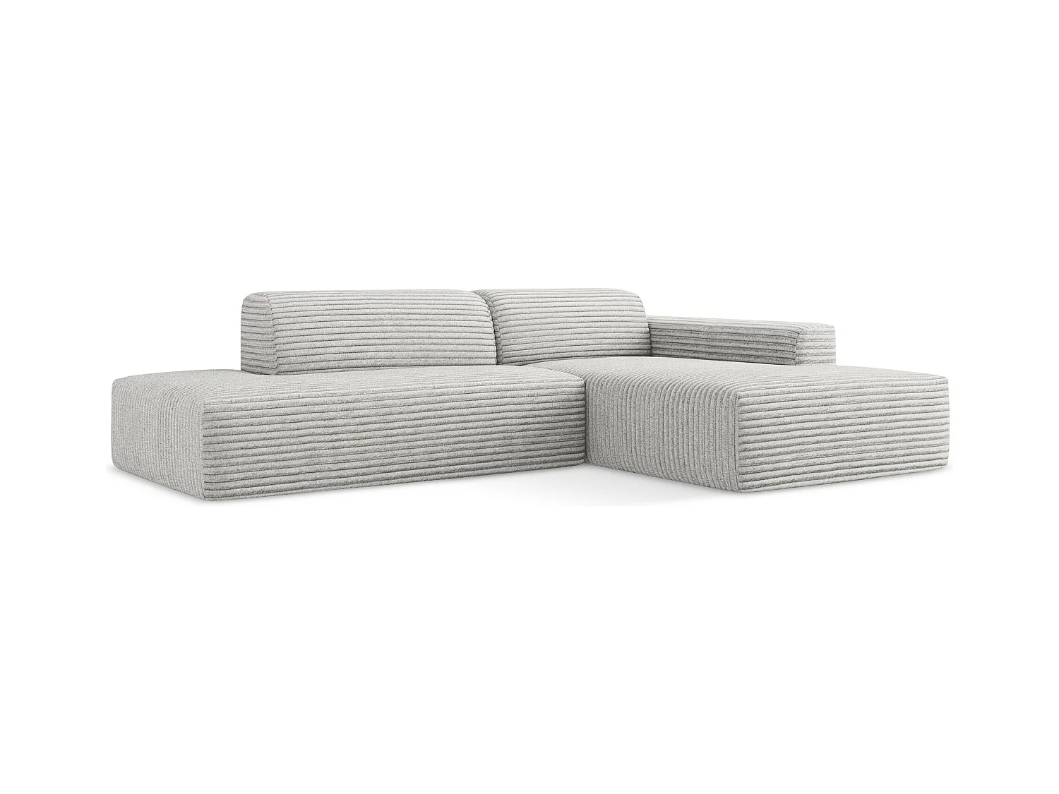 Canapé d'angle 3 places modulaire gauche en velours côtelé - gris clair - KELI