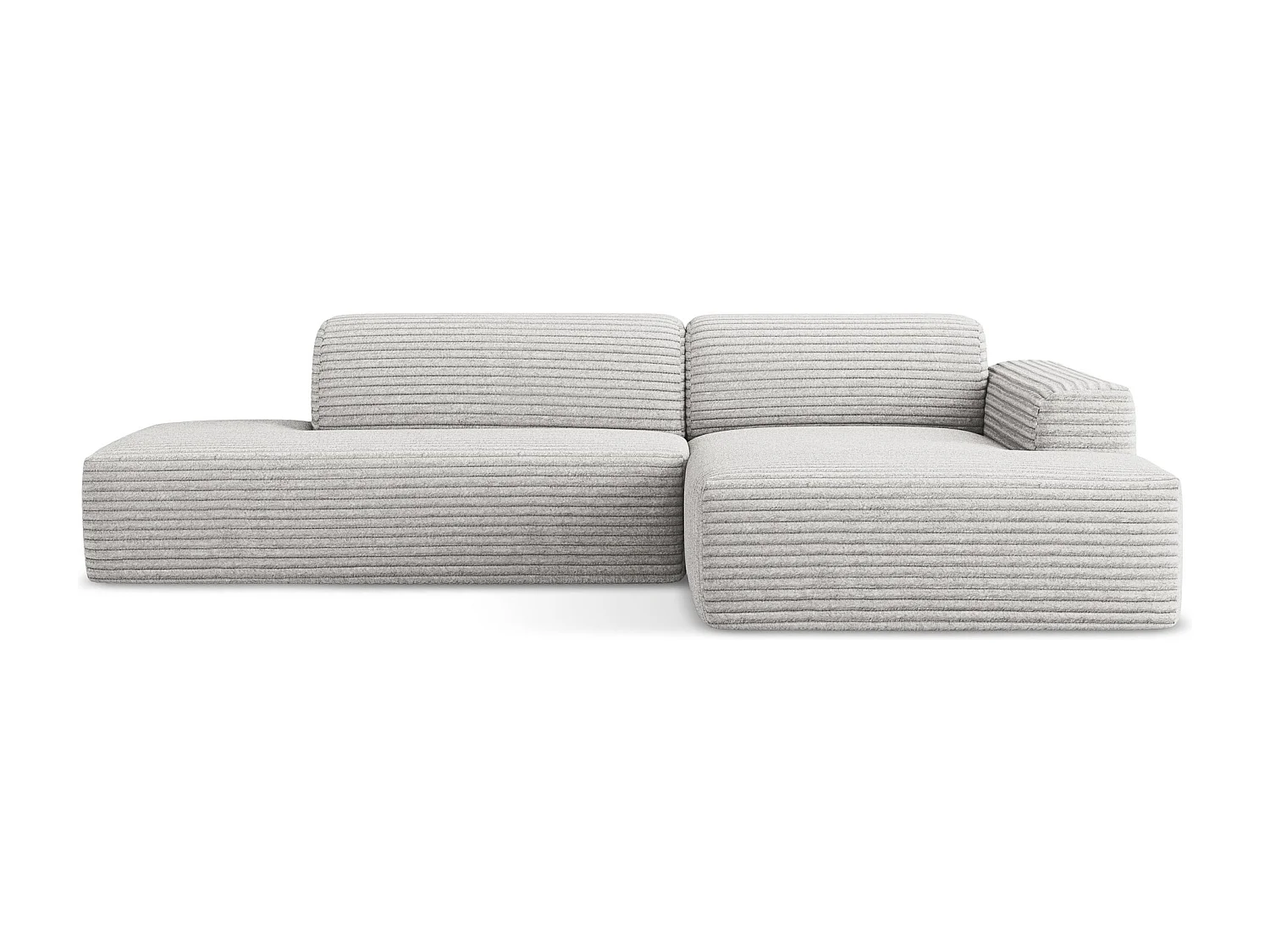 Modulaire hoekbank links van lichtgrijs ribfluweel - KELI