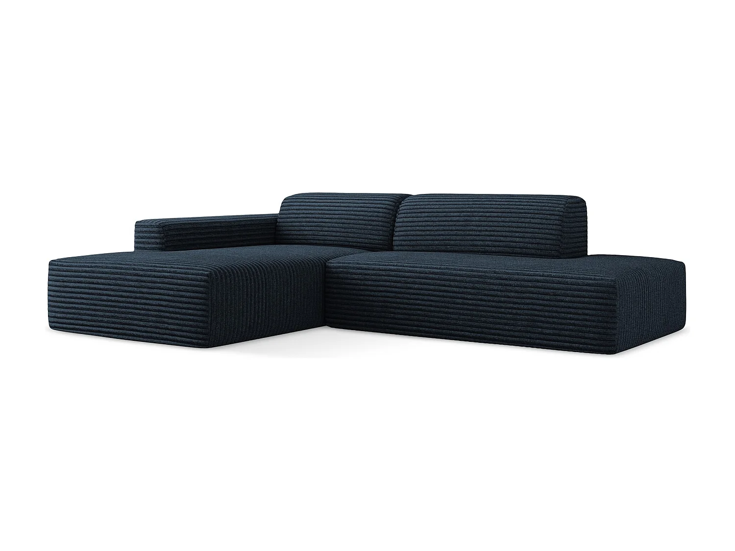 Modulaire hoekbank rechts van koningsblauw ribfluweel - KELI