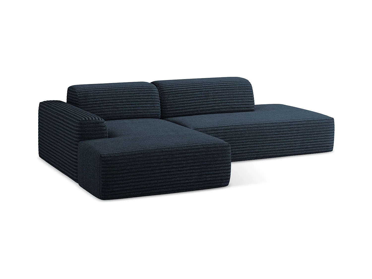 Modulaire hoekbank rechts van koningsblauw ribfluweel - KELI