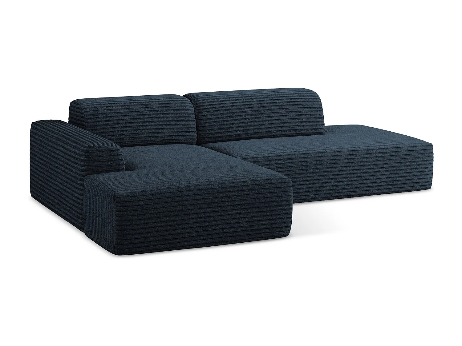 Modulaire hoekbank rechts van koningsblauw ribfluweel - KELI