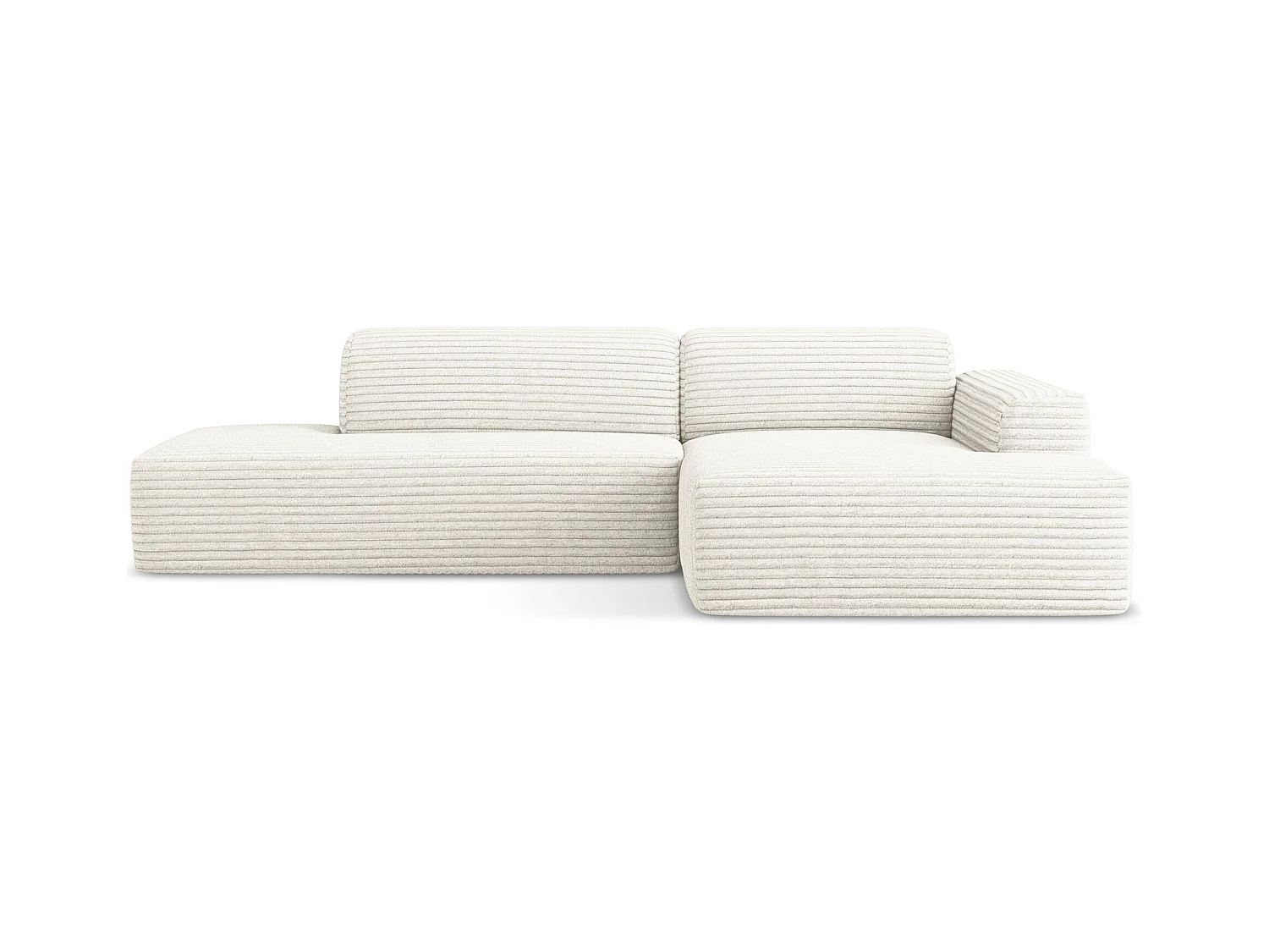 Modulaire hoekbank links van lichtbeige ribfluweel - KELI