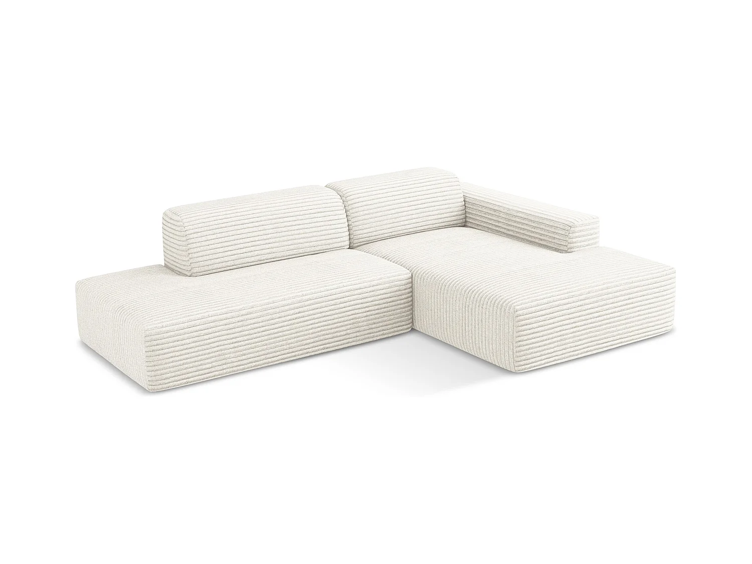 Modulaire hoekbank links van lichtbeige ribfluweel - KELI