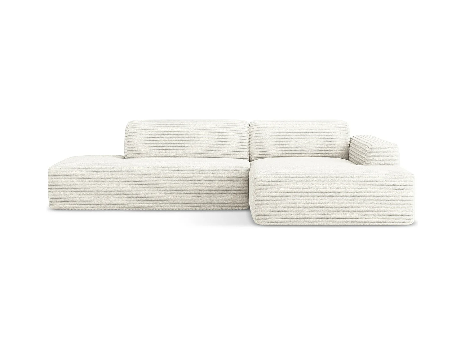 Modulaire hoekbank links van lichtbeige ribfluweel - KELI