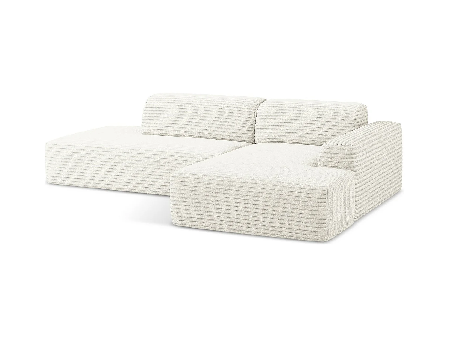 Modulaire hoekbank links van lichtbeige ribfluweel - KELI