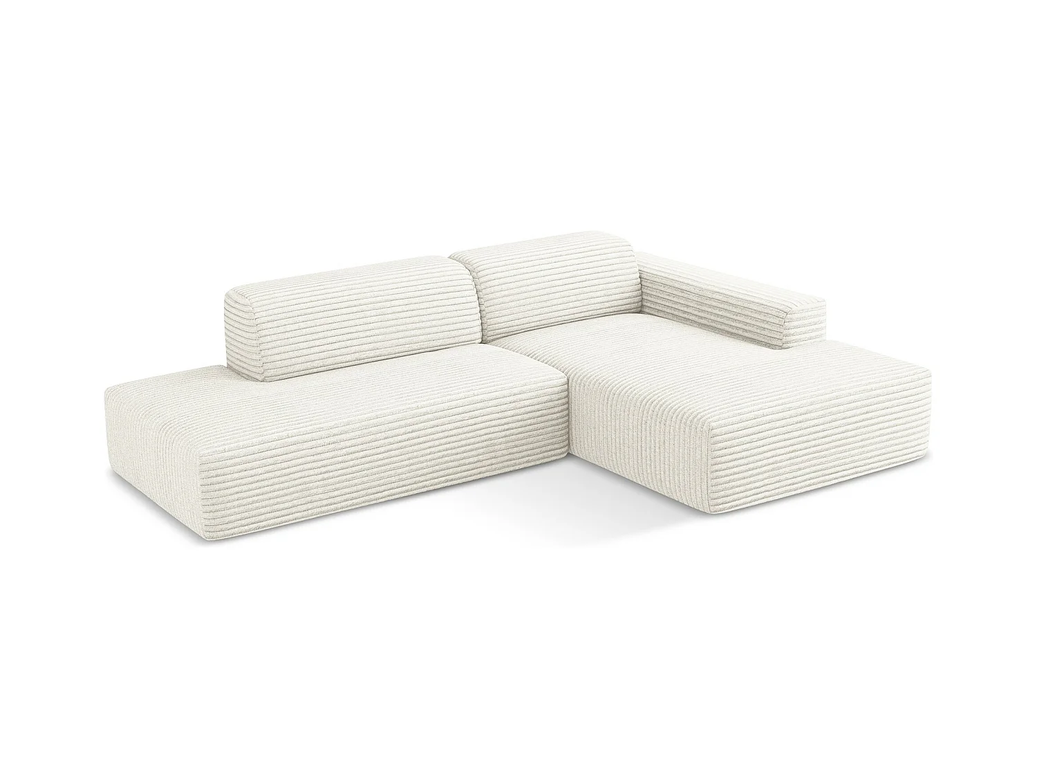 Modulaire hoekbank links van lichtbeige ribfluweel - KELI