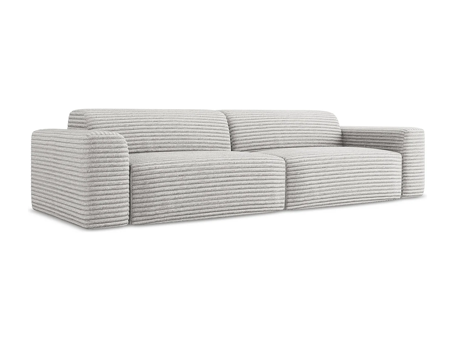 Canapé modulable 4 places en velours côtelé - gris clair - KELI