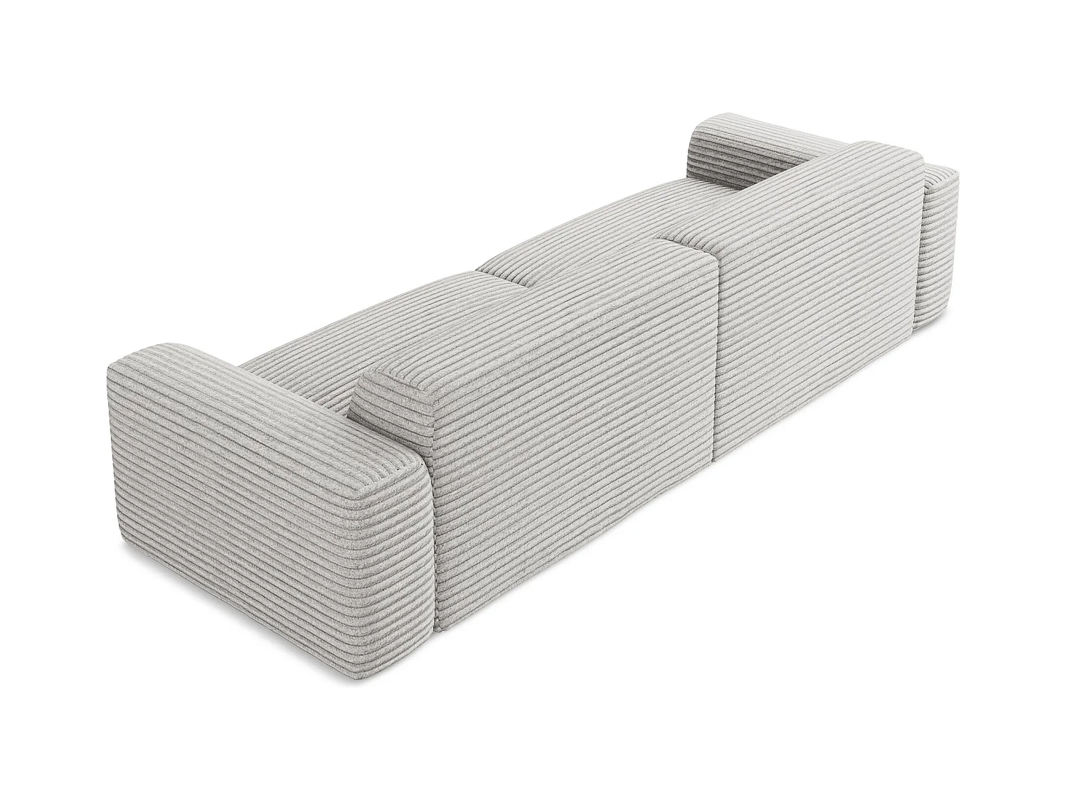 Canapé modulable 4 places en velours côtelé - gris clair - KELI